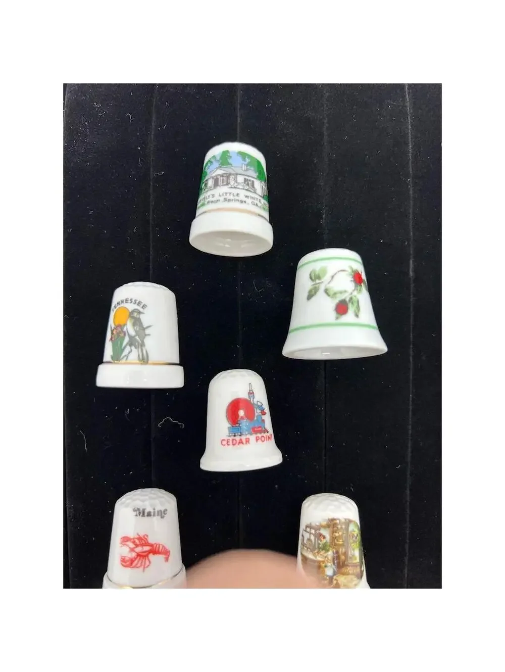 Souvenir Thimble Lot Set of 10 Porcelain & Metal Mixed Collection Set 3 Vintage